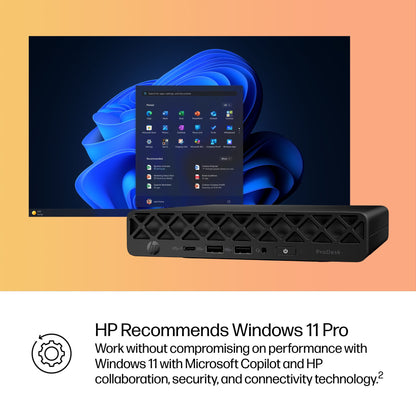 HP ProDesk 4 Mini G1i AI Intel Core Ultra 7 265T 16 GB DDR5-SDRAM 512 GB SSD Windows 11 Pro Mini PC AI PC Black