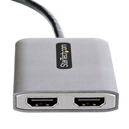 StarTech.com DP to Dual HDMI MST HUB - Dual HDMI 4K 60Hz - DisplayPort Multi Monitor Adapter with 1ft / 30cm cable - DP 1.4 Multi Stream Transport Hub, DSC | HBR3 - DP to HDMI Splitter