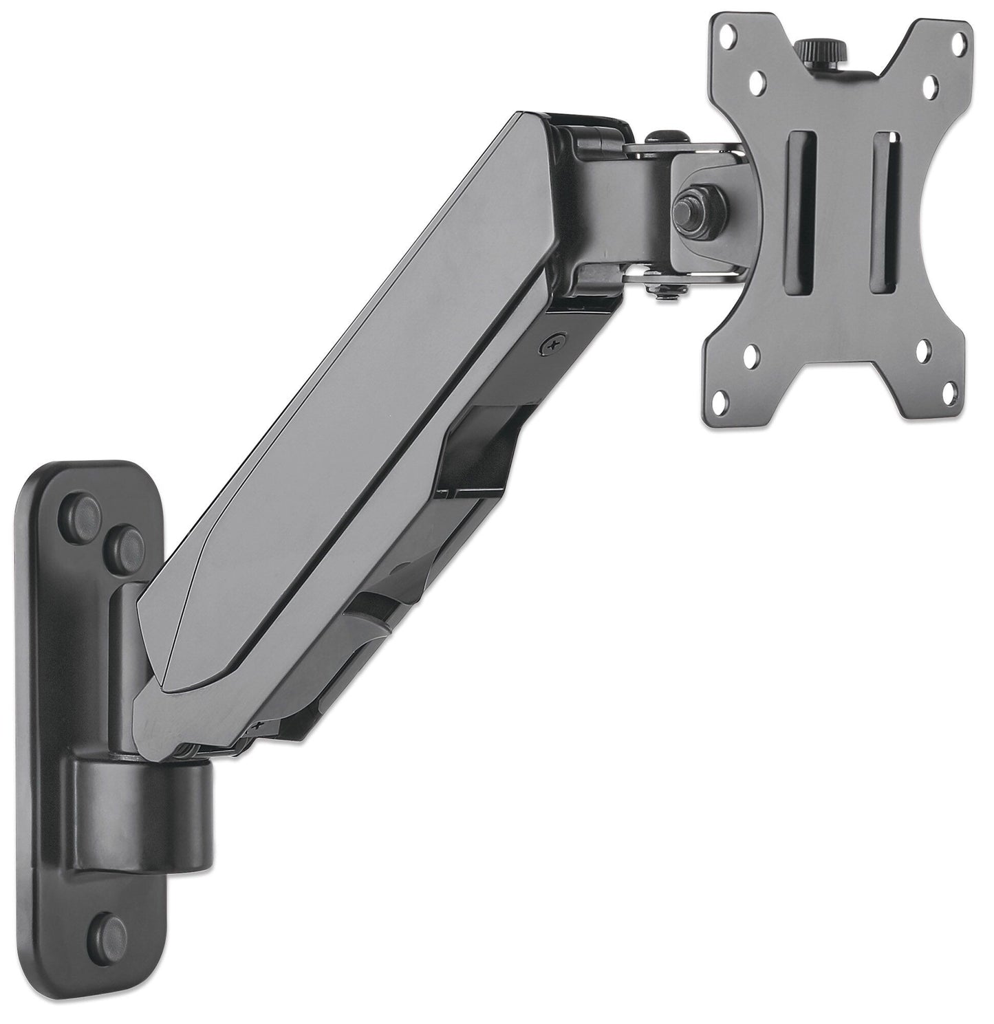 Manhattan Wall Mount for TV & Monitors (Spring Arm 2 pivots), For screens 17" to 32", VESA compatibility: 75x75mm and 100x100mm - check the dimensions of the four mounting holes on back of screen to ensure it fits, Max 8kg, Black, Bracket, Lifetime Warran