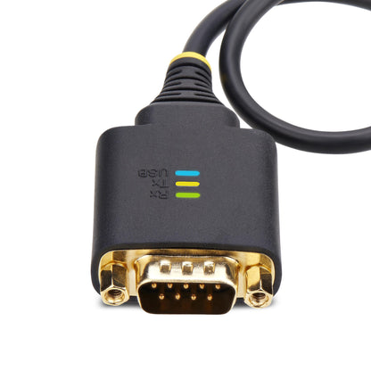 StarTech.com 1ft (30cm) USB to Serial Adapter Cable, COM Retention, Interchangeable Nuts/Screws, USB-A to DB9 RS232, FTDI IC, ESD Protection, Windows/macOS/Linux