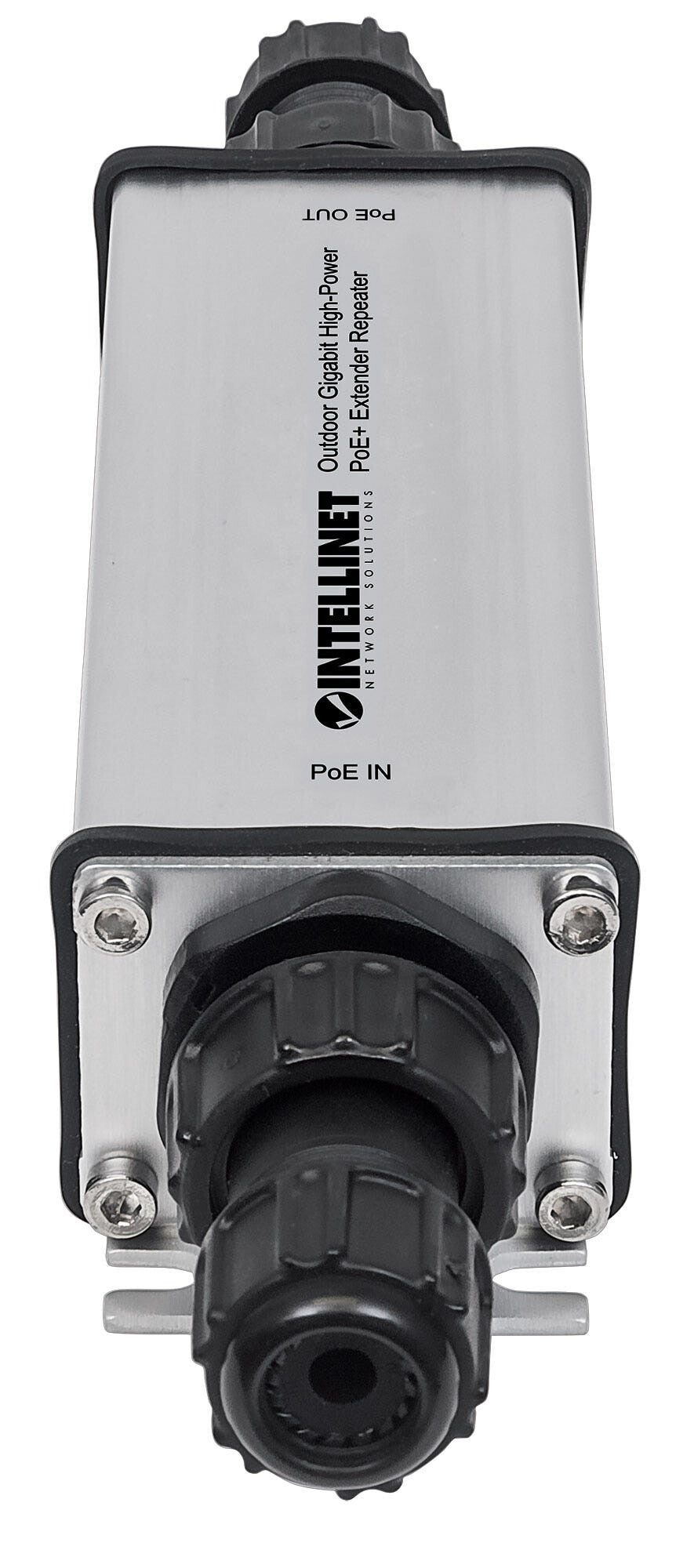 Intellinet Outdoor Gigabit High-Power PoE+ Extender Repeater, IEEE 802.3at/af Power over Ethernet (PoE+/PoE), Extends Range up to 100m, Metal, IP65