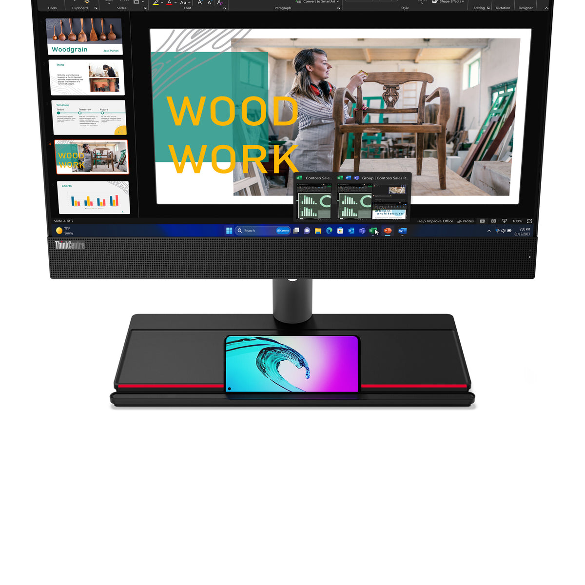 Lenovo ThinkCentre M90a Gen 5 Intel® Core™ i5 i5-14500 60.5 cm (23.8") 1920 x 1080 pixels All-in-One PC 16 GB DDR5-SDRAM 512 GB SSD Windows 11 Pro Wi-Fi 6E (802.11ax) Black