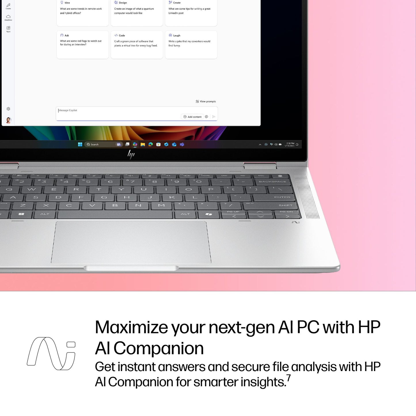 HP EliteBook X Flip G1i Next Gen AI PC Wolf Pro Security Edition Copilot+ PC Intel Core Ultra 7 258V Hybrid (2-in-1) 35.6 cm (14") Touchscreen WUXGA 32 GB LPDDR5x-SDRAM 1 TB SSD Wi-Fi 7 (802.11be) Windows 11 Pro Silver