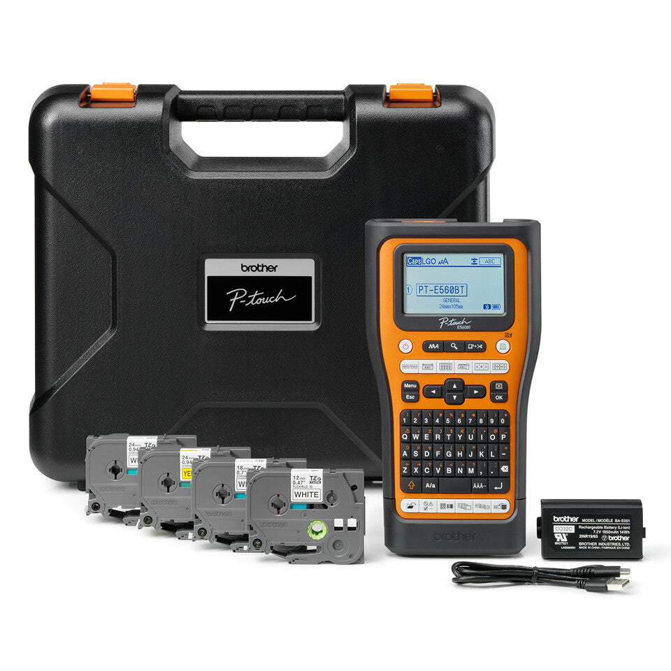 Brother PT-E560BTSP label printer Thermal transfer 180 x 180 DPI 30 mm/sec Wired & Wireless HSE/TZe Bluetooth QWERTY