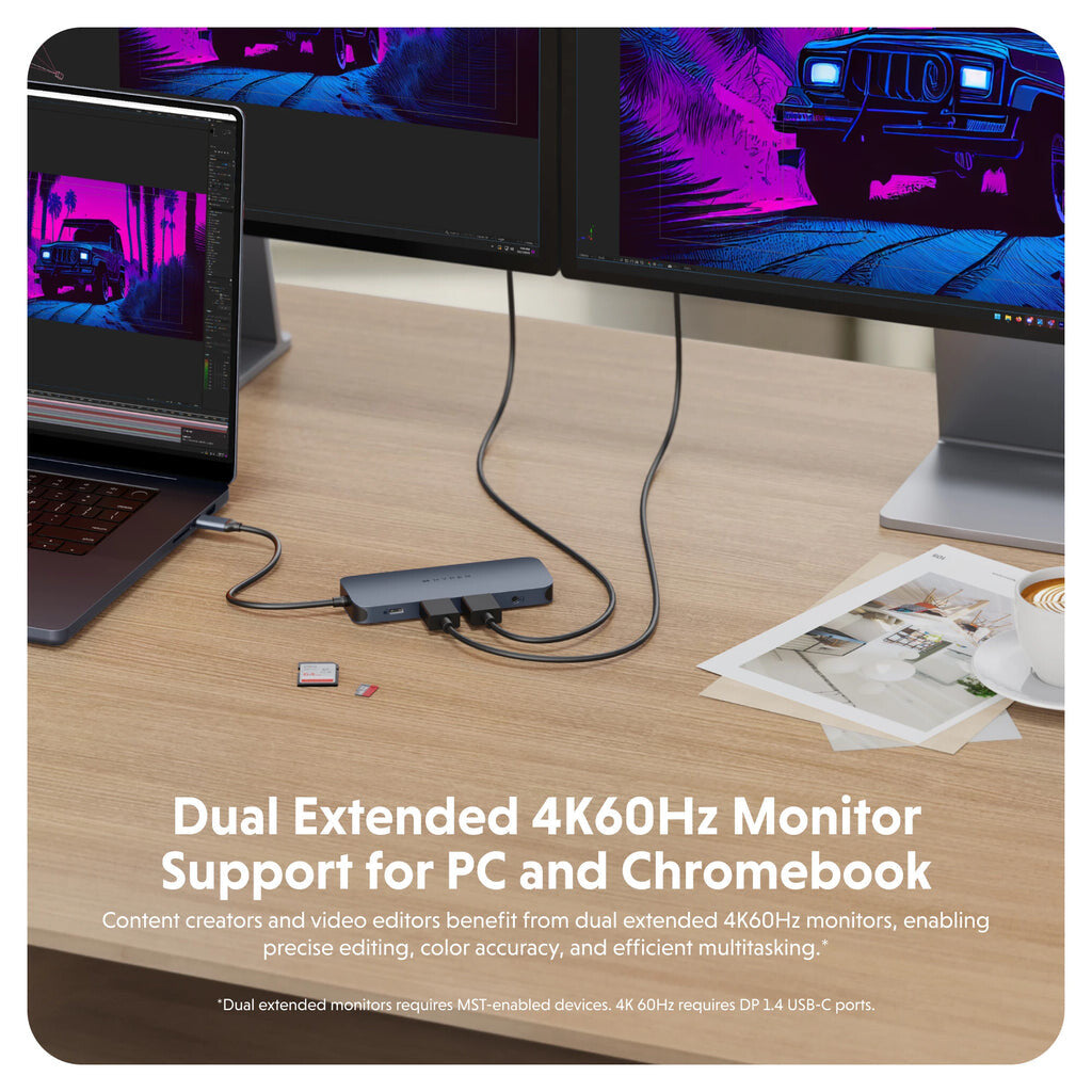HYPER HD4006GL interface hub USB 3.2 Gen 1 (3.1 Gen 1) Type-C 10000 Mbit/s Blue, Grey