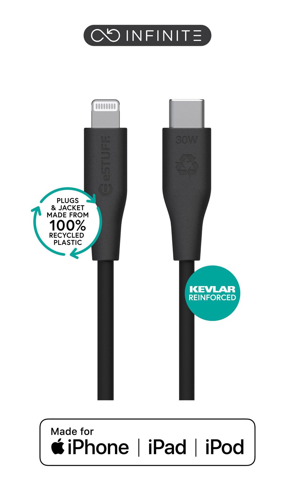 eSTUFF ES602180 lightning cable 1 m Black