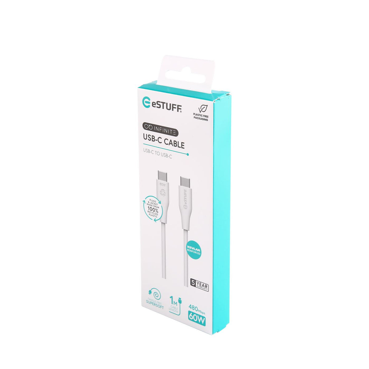 eSTUFF ES604170 USB cable USB 2.0 1 m USB C 60 W White
