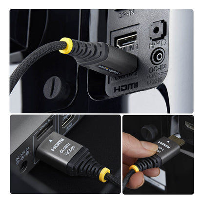 StarTech.com 2m (6ft) Premium Certified High Speed HDMI Cable, Ultra Flexible HDMI Cable, 4K 60Hz/1440p 144Hz w/HDR10/ARC, 18Gbps, High Flex Braided HDMI Cord