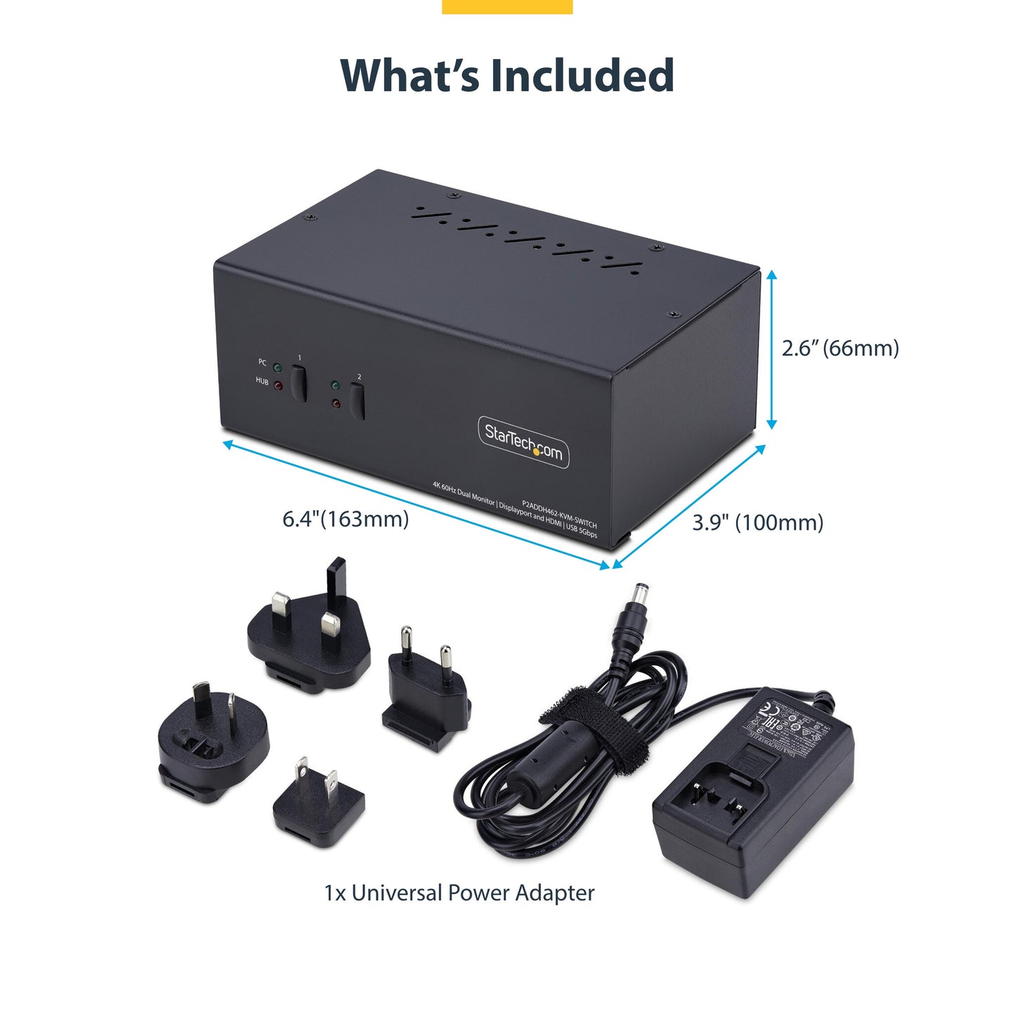 StarTech.com 2-Port Dual-Monitor DisplayPort and HDMI KVM Switch, 4K 60Hz, 1x HDMI & 1x DP Monitor, 2-Port USB 5Gbps Hub, 2x USB HID Ports, TAA Compliant