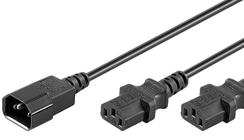 Microconnect PE061312 power cable Black 1.2 m C14 coupler 2 x C13 coupler