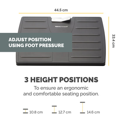 Fellowes Foot Rest Under Desk - Office Suites Under Desk Foot Rest Ergonomic Foot Rest with 3 Height Adjustable Positions & Antibacterial Technology - Foot Rest Stool for Office & Home - Black