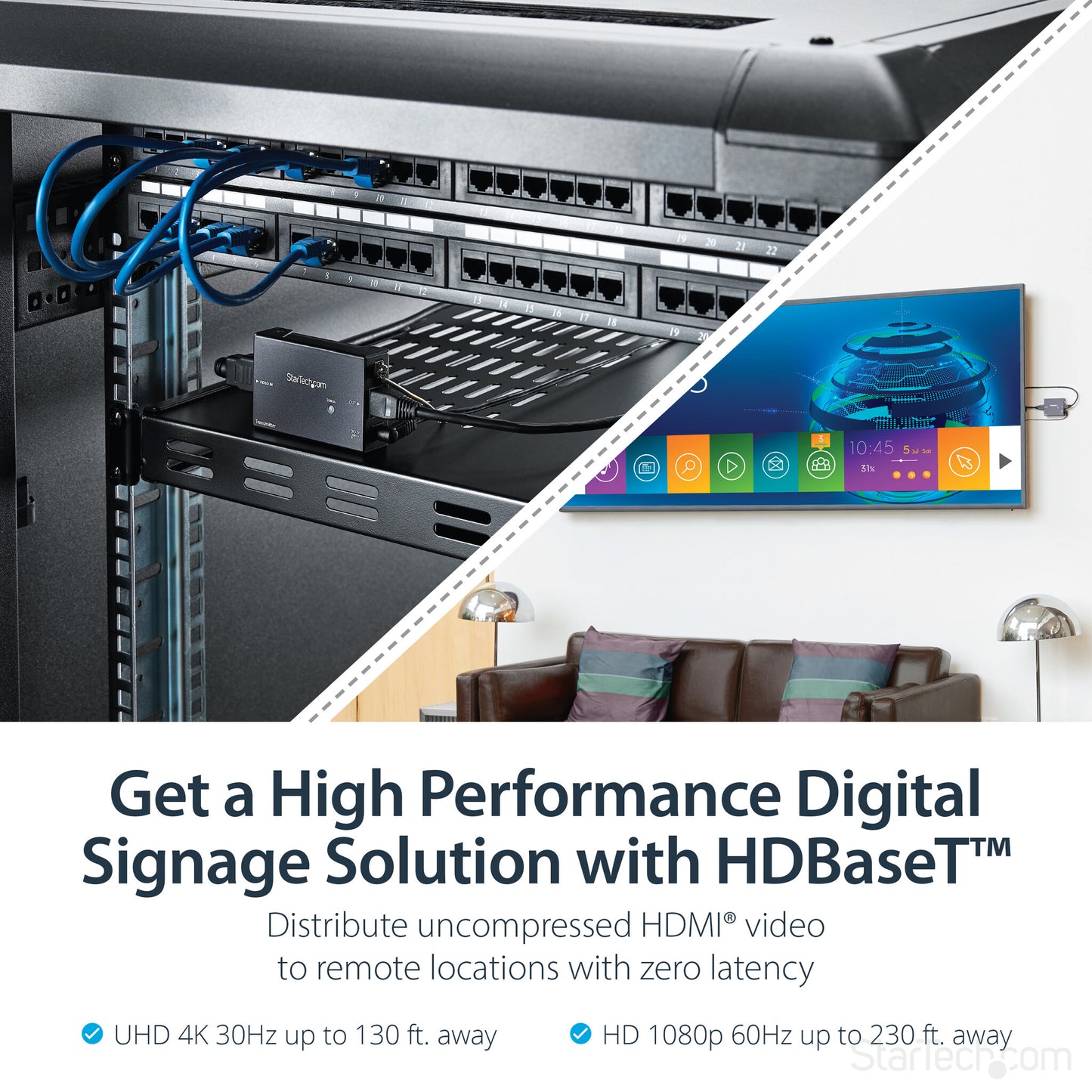 StarTech.com HDMI over CAT5e HDBaseT Extender - Power over Cable - Ultra HD 4K - TAA