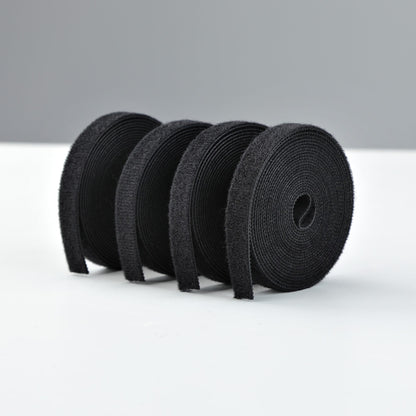 StarTech.com 4-pack 15ft (4.6m) Hook and Loop Roll, 0.5in Wide, Black, Cut-to-Size Reusable Cable Ties, Fastener Tape, Adjustable Fabric Wraps, Bulk Roll