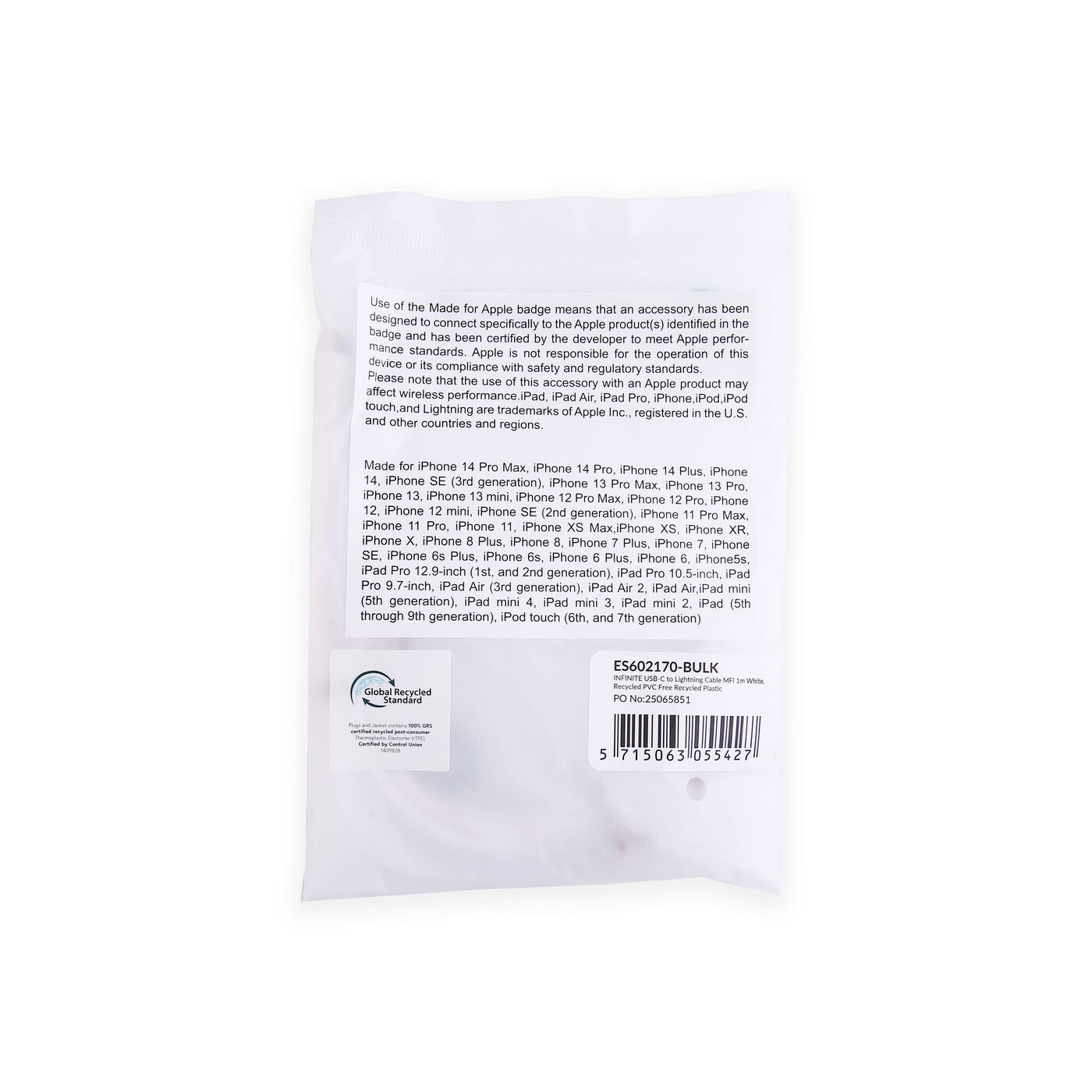 eSTUFF ES602170-BULK lightning cable 1 m White