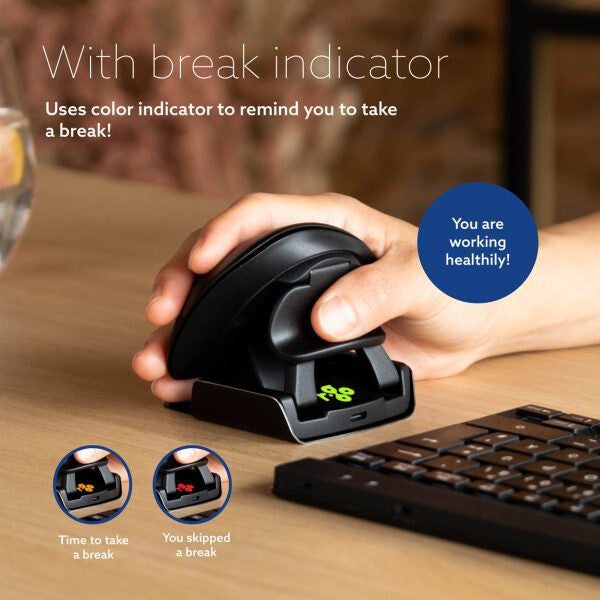 R-Go Tools Ergonomic mouse R-Go Twister, with break software, ambidextrous mouse for both hands, foldable, bluetooth and wired