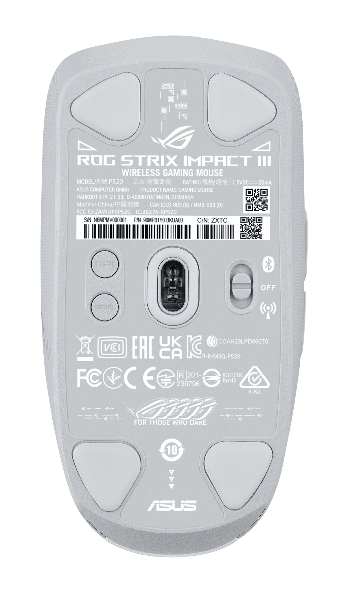 ASUS ROG Strix Impact III Wireless mouse Gaming Ambidextrous RF Wireless + Bluetooth Optical 36000 DPI