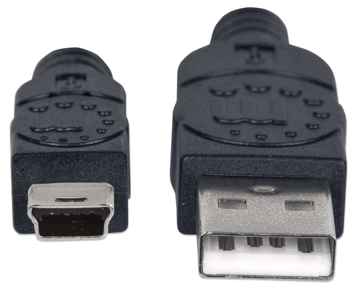 Manhattan USB-A to Mini-USB Cable, 1.8m, USB 2.0, 480 Mbps, Hi-Speed USB, Black, Lifetime Warranty, Equivalent to USB2HABM2M except 20cm shorter