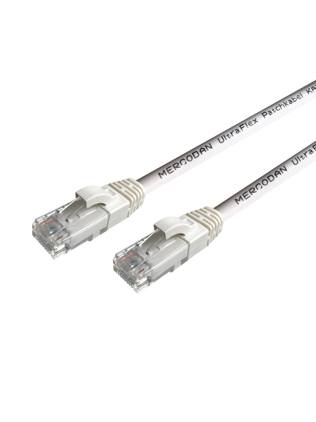 Mercodan UltraFlex Patchkabel KAT6 UTP, 2,0m, Hvid, LSZH Halogenfri, AWG26, kobber, FLUKE testet networking cable White 2 m Cat6 U/UTP (UTP) Round