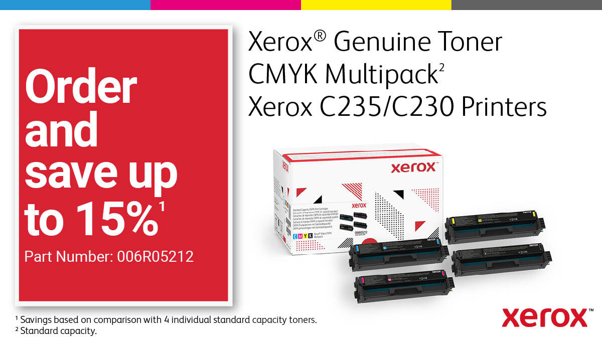 Xerox C230 A4 22ppm Wireless Duplex Printer PS3 PCL5e6 2 Trays Total 251 Sheets UK