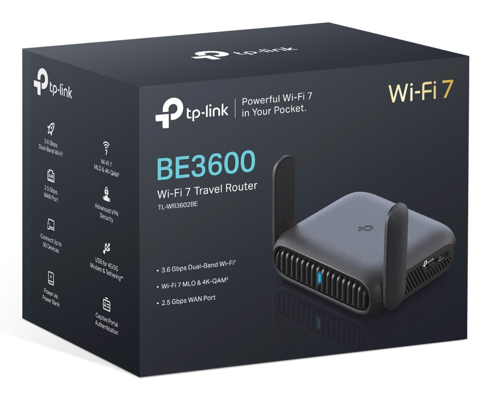 TP-Link BE3600 Wi-Fi 7 wireless router 2.5 Gigabit Ethernet Dual-band (2.4 GHz / 5 GHz) Black