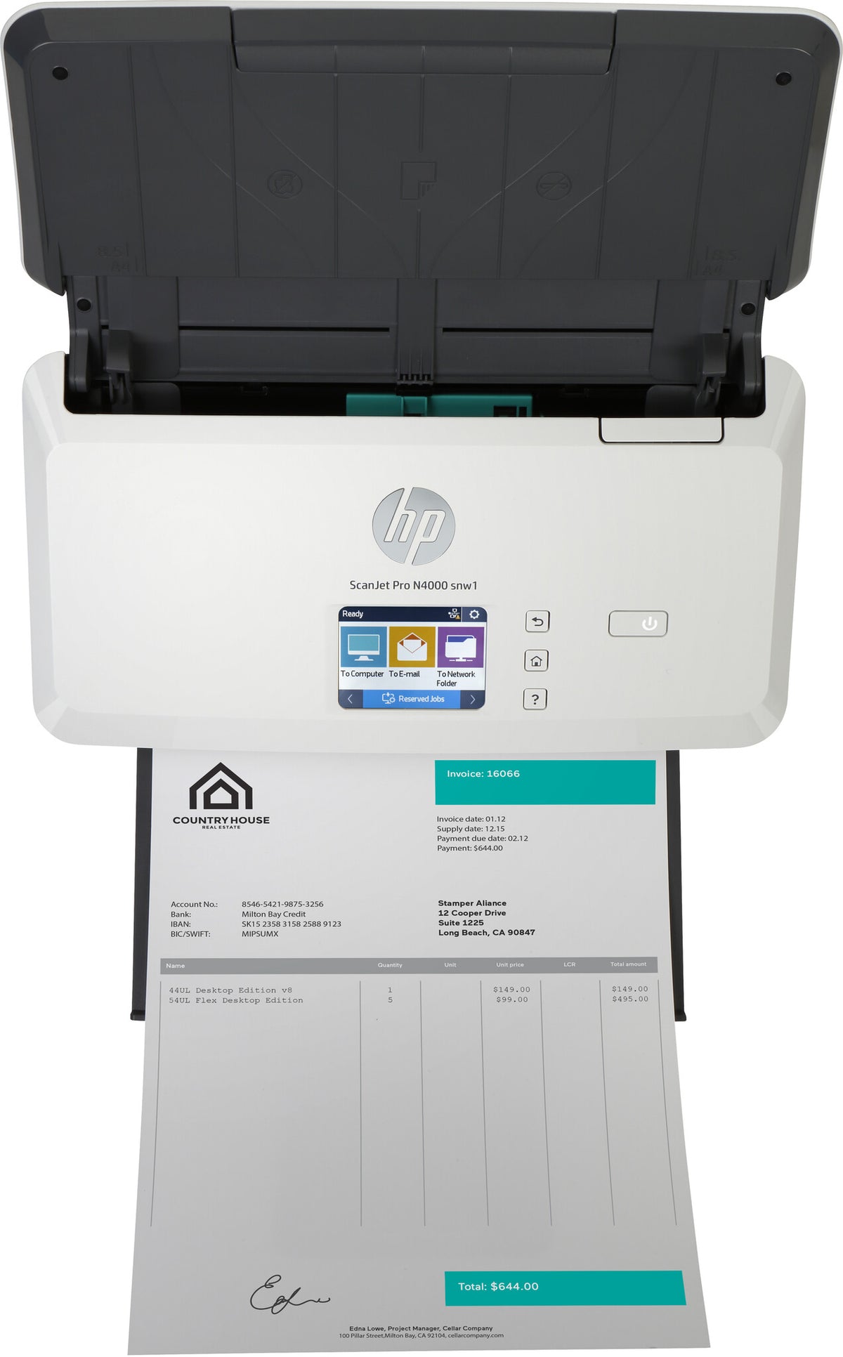 HP ScanJet Pro N4000 snw1 Sheet-fed scanner 600 x 600 DPI A4 Black, White