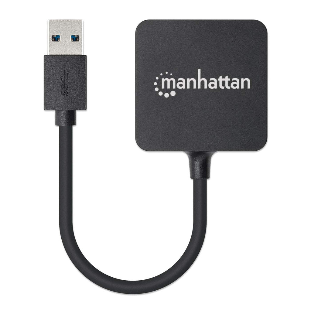 Manhattan USB-A 4-Port Hub, 4x USB-A Ports, 5 Gbps (USB 3.2 Gen1 aka USB 3.0), USB powered (no external power supply required). Fast charging: 1 port up to 0.9 A; charging on 4 ports requires external power supply (not included), Equivalent to ST4300MINU3