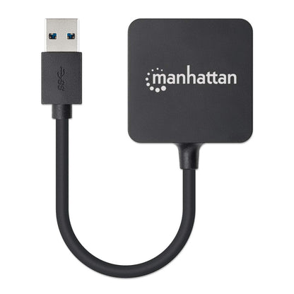 Manhattan USB-A 4-Port Hub, 4x USB-A Ports, 5 Gbps (USB 3.2 Gen1 aka USB 3.0), USB powered (no external power supply required). Fast charging: 1 port up to 0.9 A; charging on 4 ports requires external power supply (not included), Equivalent to ST4300MINU3