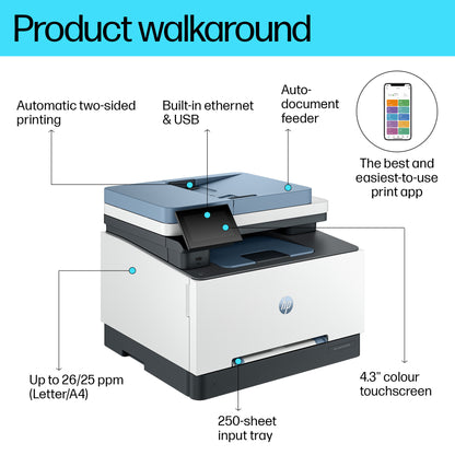 HP LaserJet Pro 3302fdn Multifunction Color Printer, Ethernet Only; Copier, Scanner