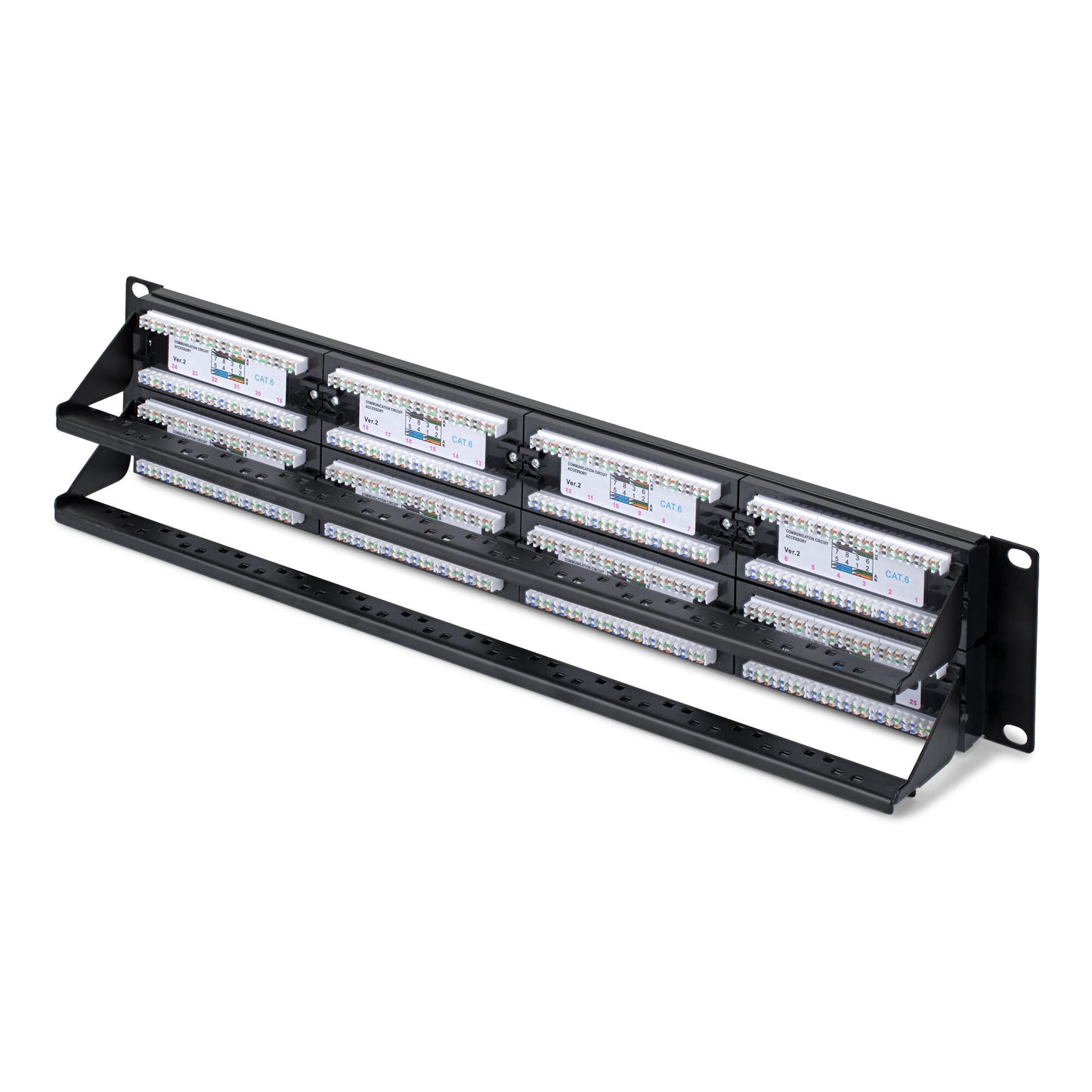 StarTech.com 48-Port 2U Rackmount Cat6 Patch Panel, RJ45, UTP, 110 Punch-Down, Cat 6 Ethernet Patch Panel for Network Server Rack