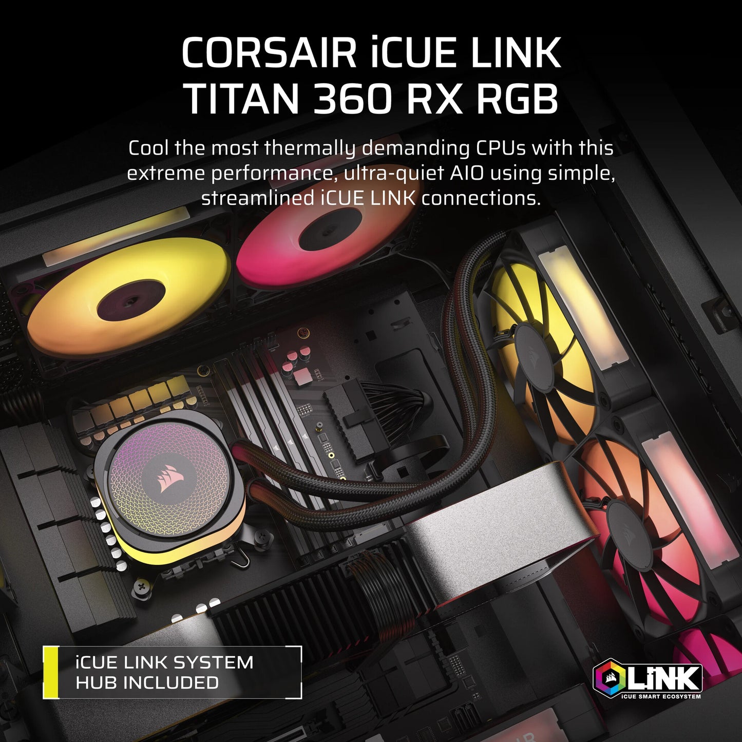 Corsair iCUE LINK TITAN RX RGB Processor All-in-one liquid cooler 12 cm Black 1 pc(s)
