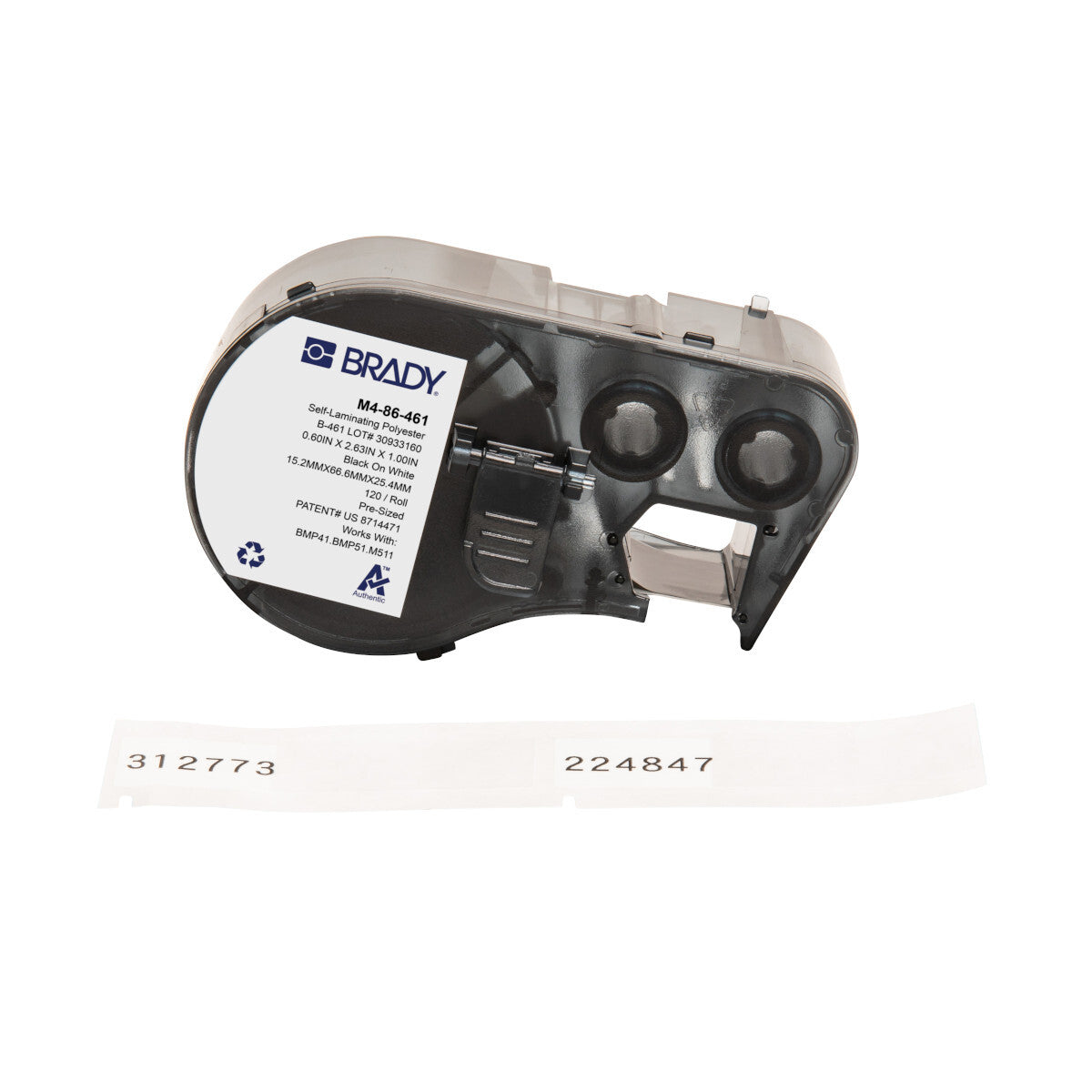 Brady M4-86-461 printer label Black, White Self-adhesive printer label