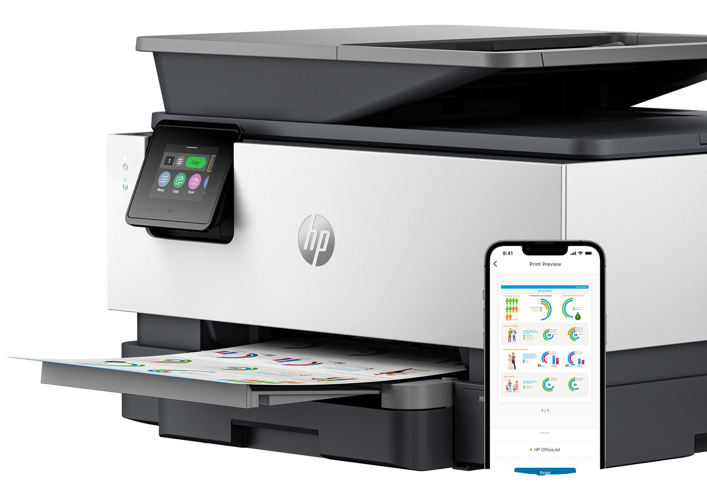 HP OfficeJet Pro 9120e Wireless All-in-One Color Printer, Instant Ink; Two-sided printing