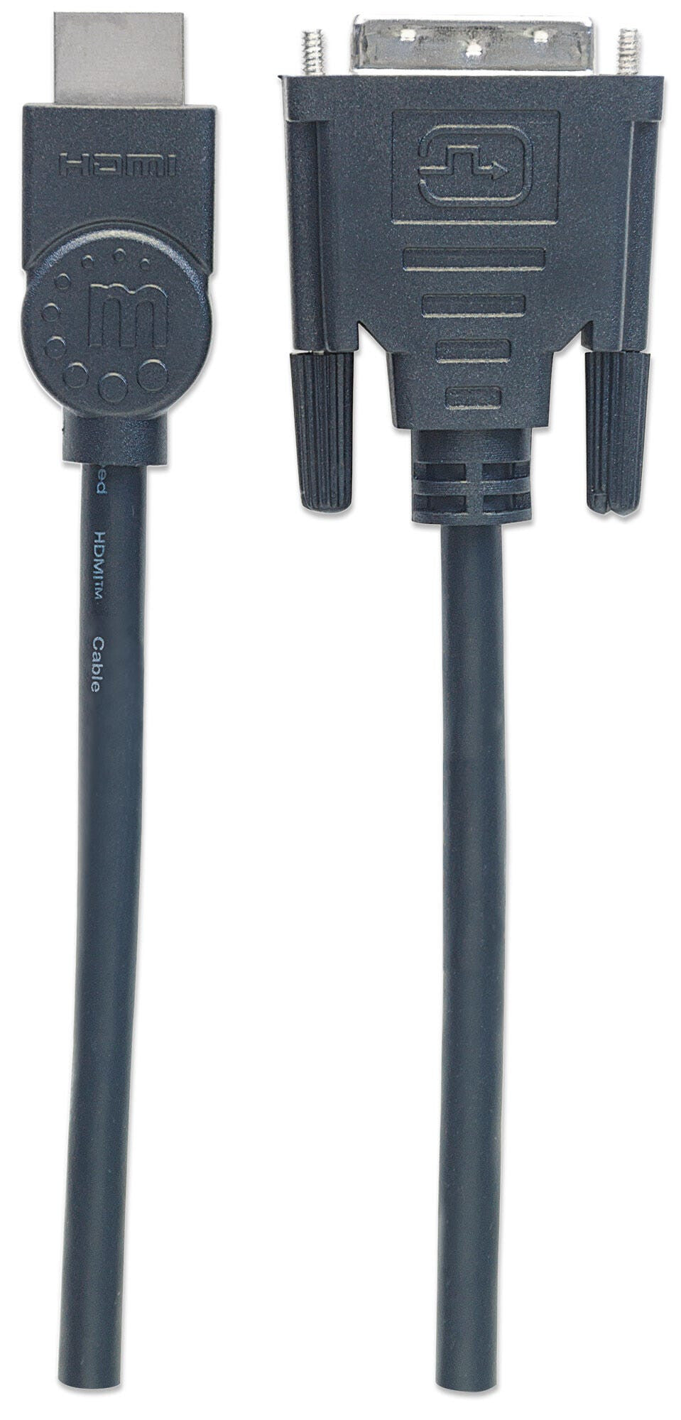 Manhattan HDMI to DVI-D 24+1 Cable, 3m, Black, Lifetime Warranty, Equivalent to HDDVIMM3M