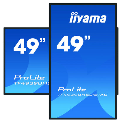 iiyama ProLite TF4939UHSC-B1AG computer monitor 124.5 cm (49") 3840 x 2160 pixels 4K Ultra HD LED Touchscreen Multi-user Black