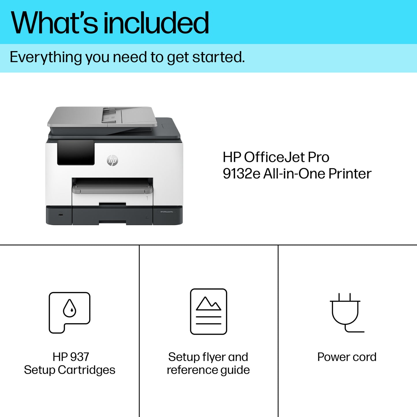HP OfficeJet Pro 9132e Wireless All-in-One Color Printer, Instant Ink; Two-sided printing