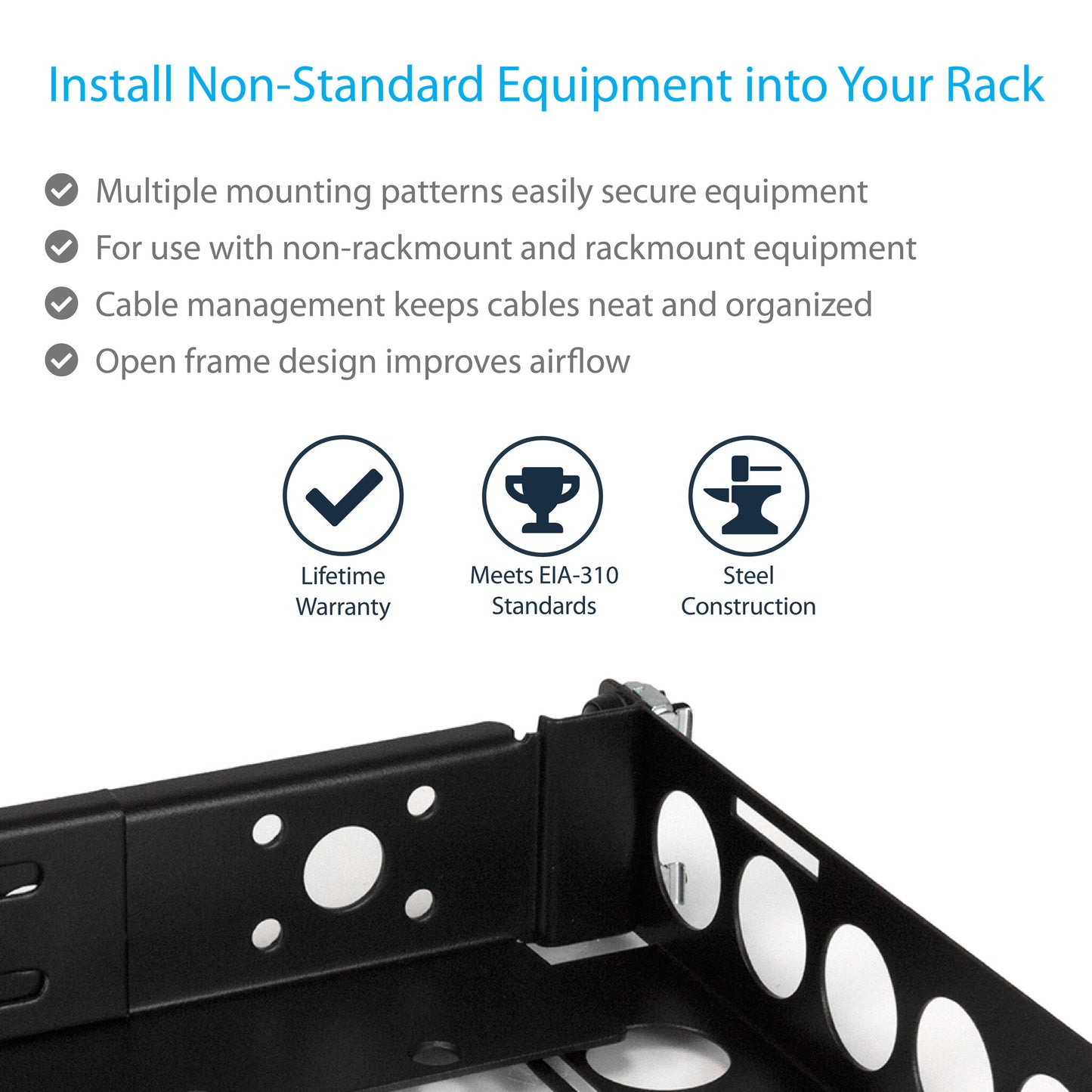 StarTech.com 1U Universal Server Rack Rails, Adjustable Depth Server Mounting Rails, 19inch Rack Mount Rails