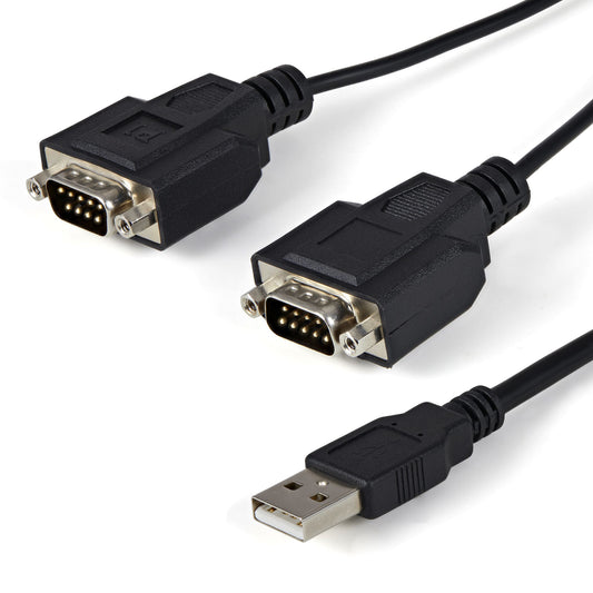 StarTech.com 6ft (1.8m) 2-Port FTDI USB to Serial RS232 Adapter Cable with COM Retention, USB to RS232 Adapter - TAA