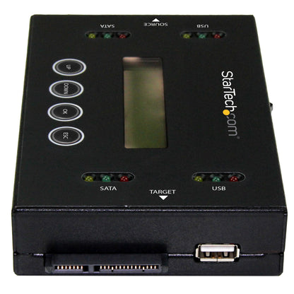 StarTech.com 1:1 Standalone Hard Drive and USB Flash Disk Duplicator and Eraser, USB Thumb Drive and SATA HDD/SSD Disk Cloner and Eraser, Hardrive Copier/Sanitizer/Wiper, LCD display, TAA