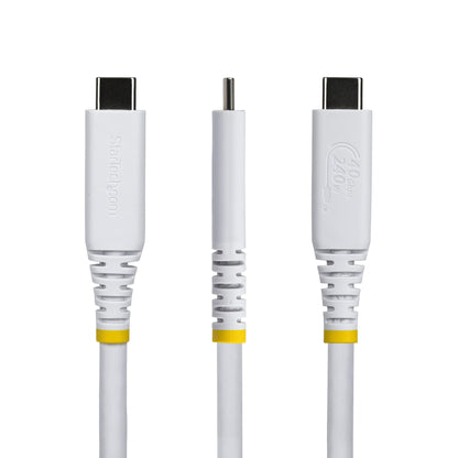 StarTech.com 50cm (1.6ft) USB4 Cable, 40Gbps, USB-IF Certified USB-C Cable, 240W PD, 8K 60Hz/4K 240Hz DP2.1 DP40, TPE Jacket, Thunderbolt 4 Compatible - White USB-C Cord