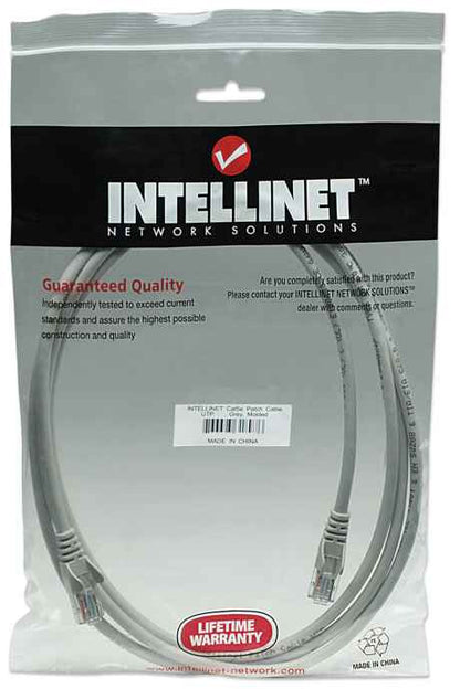 Intellinet Network Patch Cable, Cat5e, 1.5m, Grey, CCA, U/UTP, PVC, RJ45, Gold Plated Contacts, Snagless, Booted, Lifetime Warranty