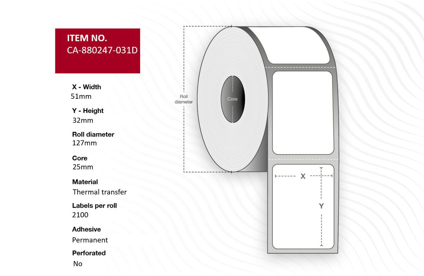 Capture CA-880247-031D printer label White