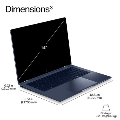 HP EliteBook X G2i 14 inch Notebook Next Gen AI PC Wolf Pro Security Edition Copilot+ PC Intel Core Ultra 7 356H Laptop 35.6 cm (14") 3K 32 GB LPDDR5x-SDRAM 512 GB SSD Wi-Fi 7 (802.11be) Windows 11 Pro Blue