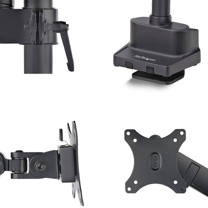 StarTech.com Desk Mount Monitor Arm, Up to 40-inch Screen/17.6lb (8kg), Mechanical Spring-Assisted Arm, C-Clamp/Grommet, Top-Down Installation, Toolless Adjustment