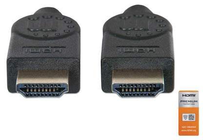 Manhattan Certified Premium HDMI 4K@60Hz Cable with Ethernet, 1.8m, Suitable for ALL 4K & 1080p/HD Uses - When Upgrading Now or Have It Ready for When You Need It, Black, High Speed, Lifetime Warranty, Same 4K@60Hz Performance as HDMM2MP (2m)