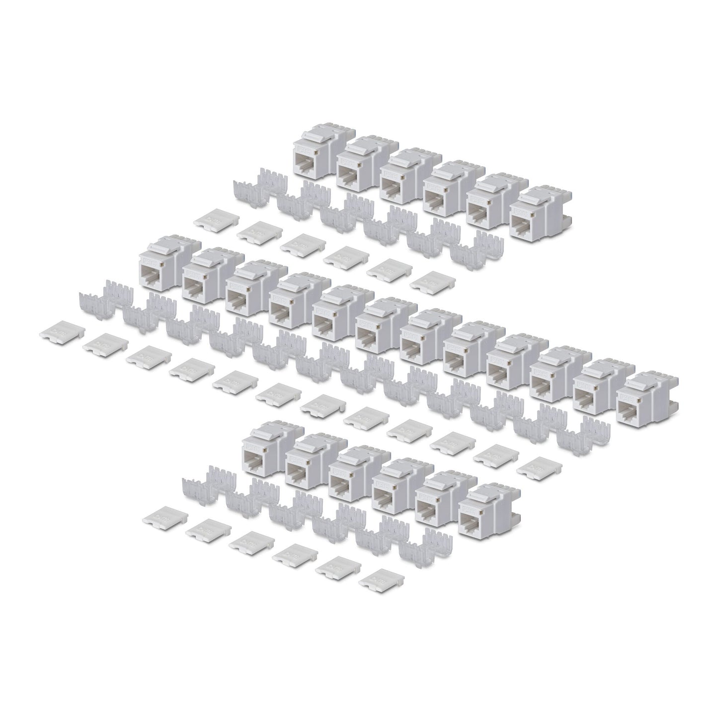 StarTech.com Cat6 Keystone Jack, 24-Pack RJ45 Ethernet Keystone Jacks, UTP Cat6 Wall Jack, 180-Degree 110 Punch Down, White