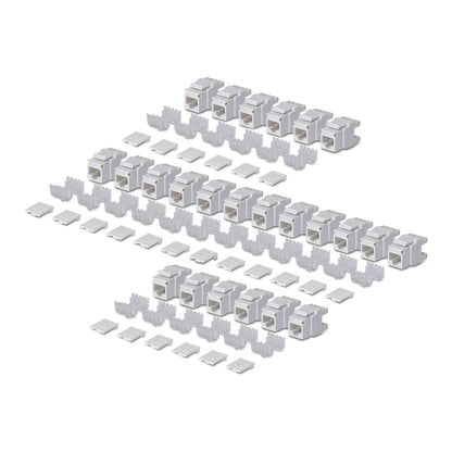 StarTech.com Cat6 Keystone Jack, 24-Pack RJ45 Ethernet Keystone Jacks, UTP Cat6 Wall Jack, 180-Degree 110 Punch Down, White