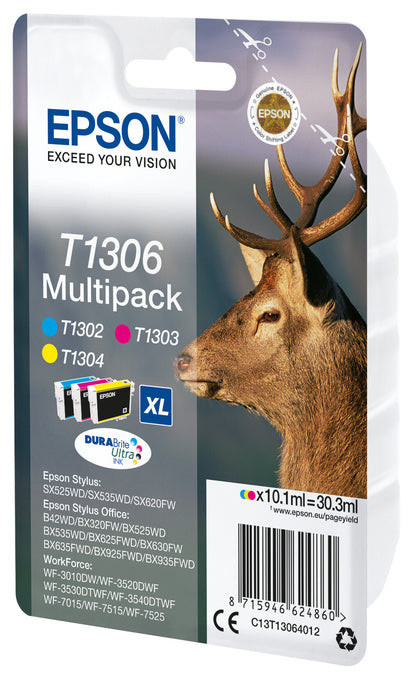 Epson Stag T1306 DURABrite Ultra Multipack 3-colours Ink