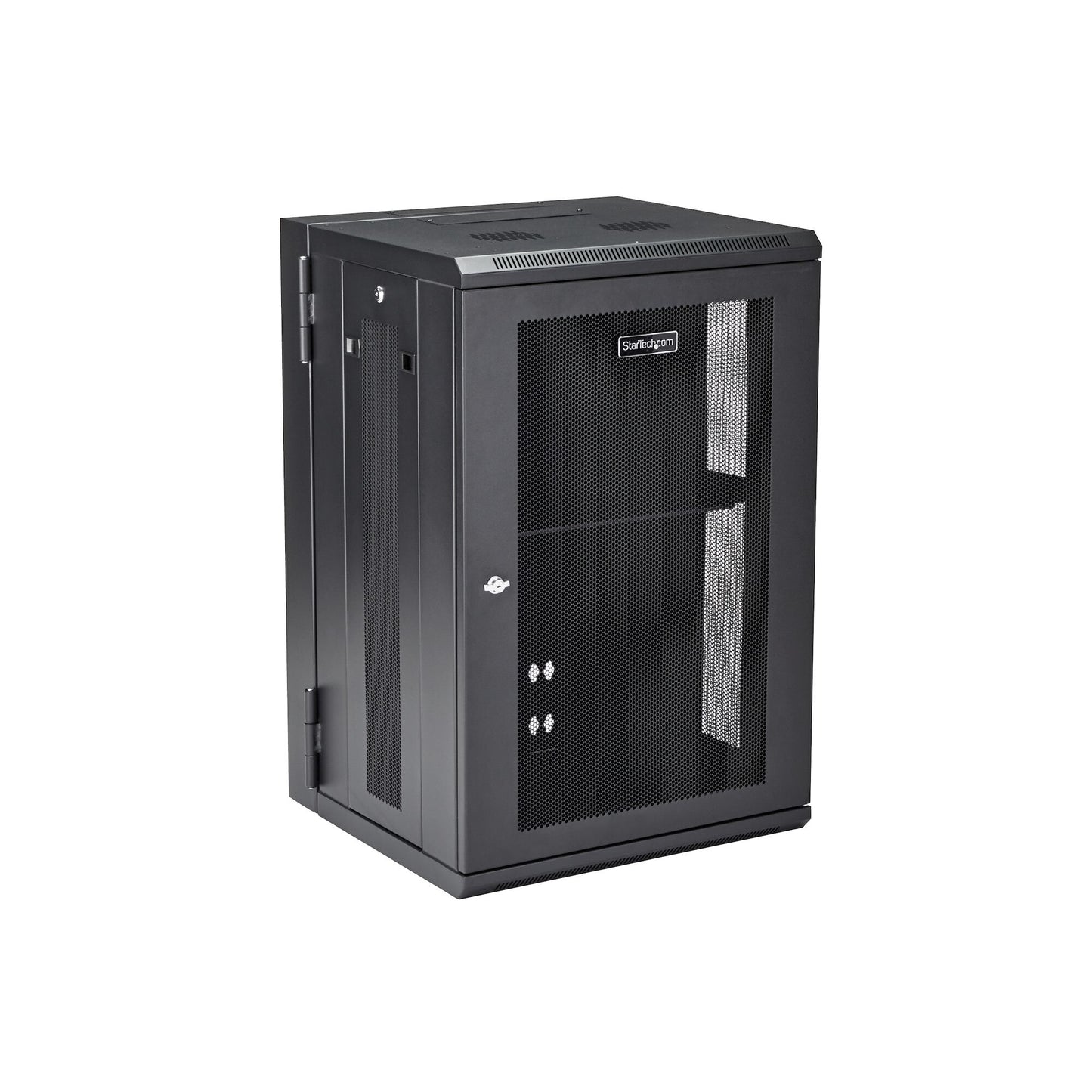 StarTech.com 4-Post 18U Wall Mount Network Cabinet with 1U Shelf, 19" Hinged Wall-Mounted Server Rack for Data / AV / Electronics / Computer Equipment, Flexible Vented Rack Enclosure