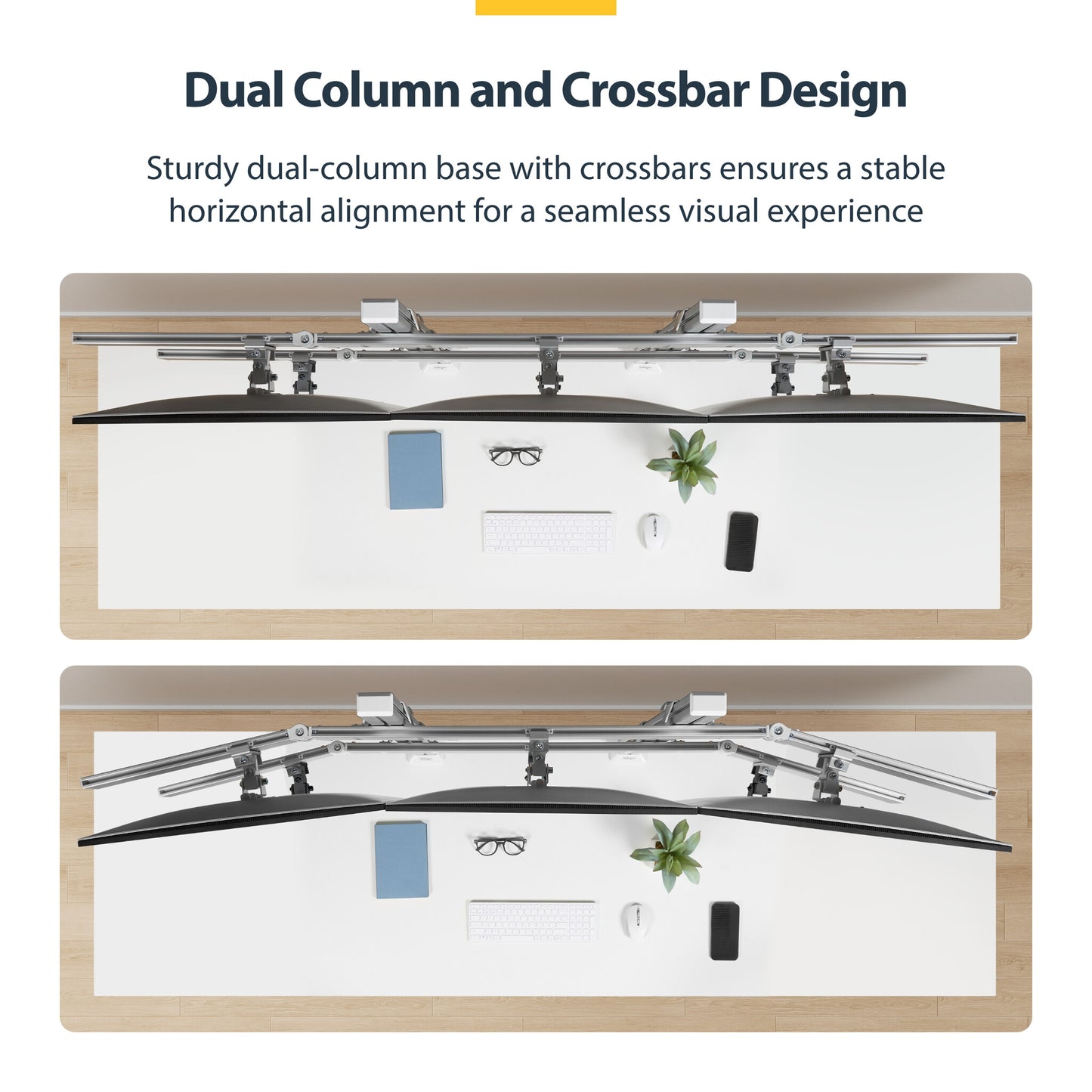 StarTech.com Six-Monitor Desk Mount with Crossbar, Up To 32-inch Computer Screens, Max 17.6lb (8kg) each, Dual Column, C-clamp/Grommet, Height Adjustable