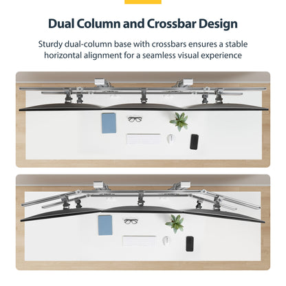 StarTech.com Six-Monitor Desk Mount with Crossbar, Up To 32-inch Computer Screens, Max 17.6lb (8kg) each, Dual Column, C-clamp/Grommet, Height Adjustable